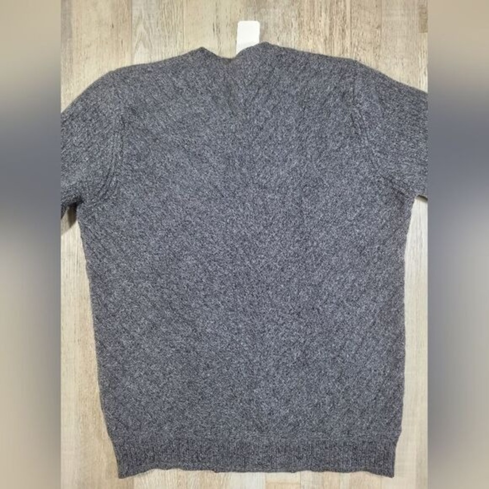 Lambs wool Cashmere Blend Velvet V-Neck Sweater W/XL Grey Excellent Textured - Picture 9 of 9